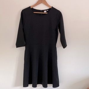 Gap Black Dress, 3/4 Sleeves, Sz M